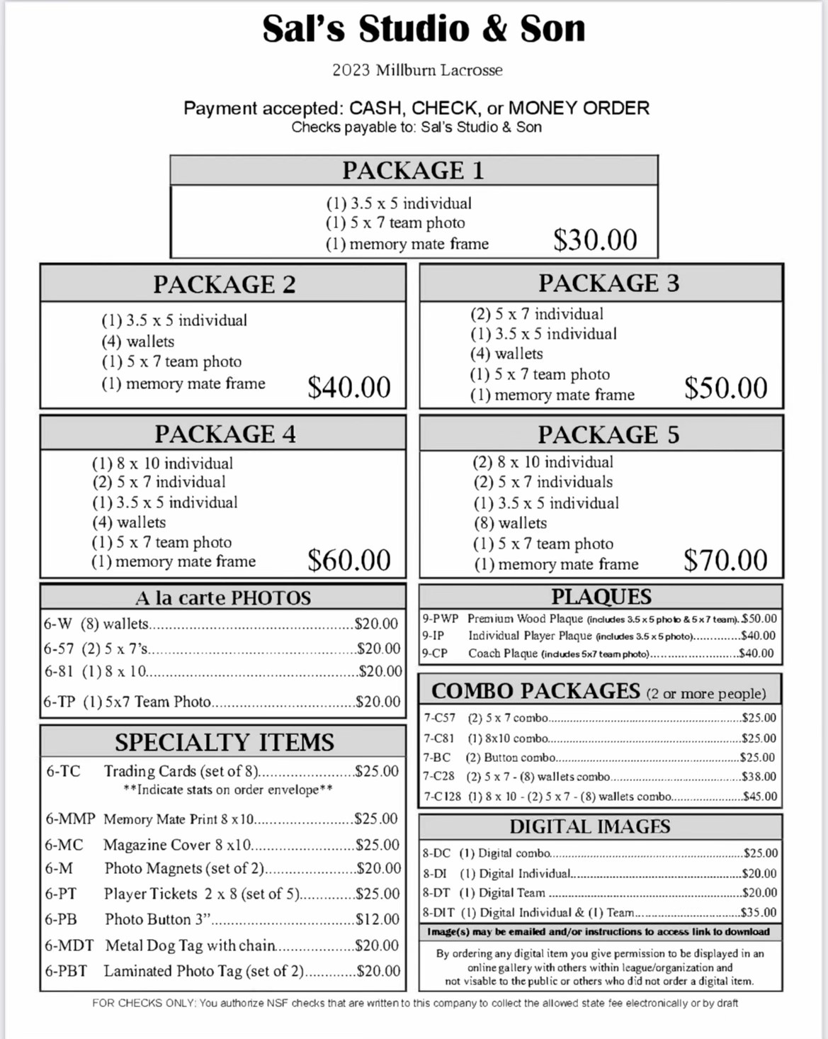 Price List